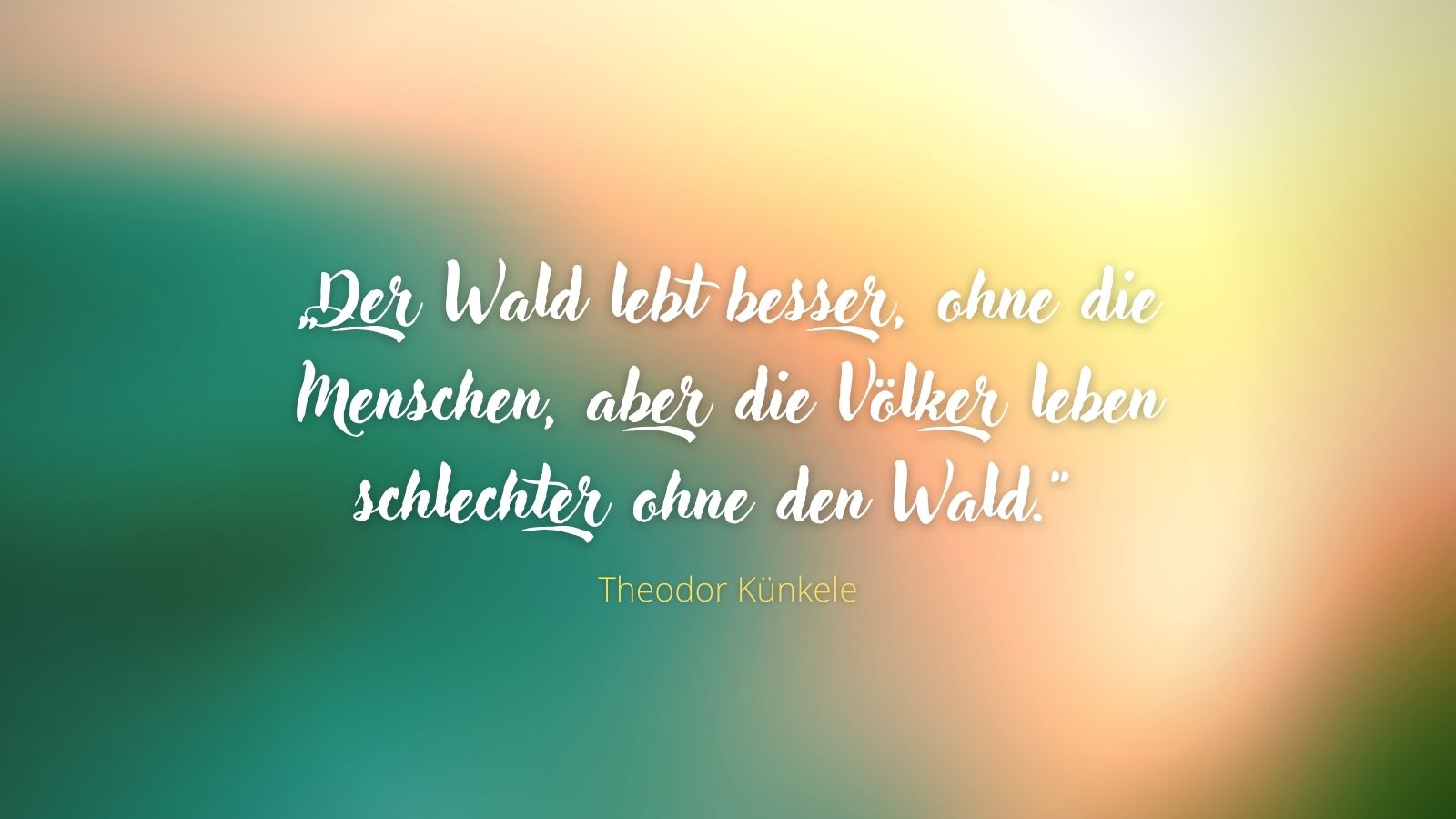 "Der Wald lebt besser, ohne die Menschen, aber die Völker leben schlechter ohne den Wald." - Theodor Künkele