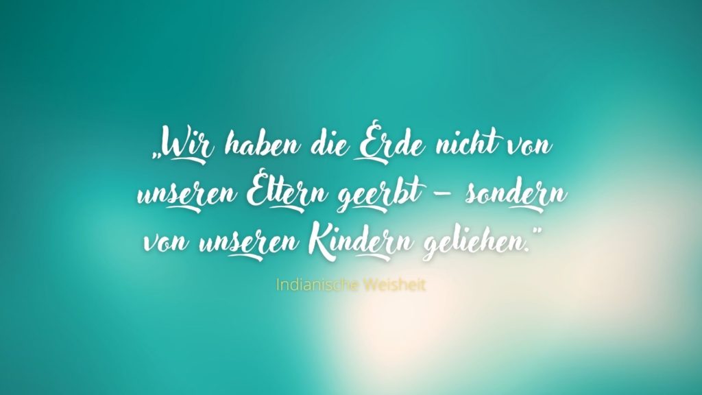 „Wir haben die Erde nicht von unseren Eltern geerbt – sondern von unseren Kindern geliehen.“ - Indianische Weisheit